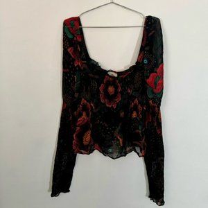 Farm Rio Pattern Sheer Top, Size XL